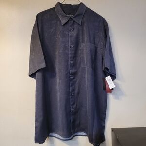 NWT David Taylor Mens Button Down Shirt Floral Hawaiian Gray 2XLT Short Sleeve